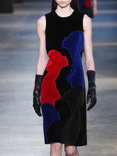 Load image into Gallery viewer, Vintage Velvet Abstract Head Sleeveless Dress