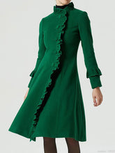 Load image into Gallery viewer, Dark green retro wooden ear coat