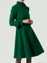 Load image into Gallery viewer, Dark green retro wooden ear coat