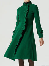 Load image into Gallery viewer, Dark green retro wooden ear coat