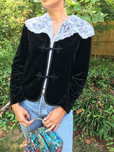 Load image into Gallery viewer, Velvet Lace Panel Sailor Collar Jacket