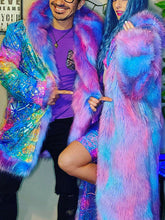 Load image into Gallery viewer, Purple Shiny Faux Fur Patchwork Jacket