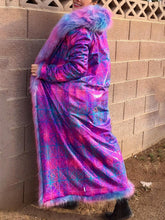 Load image into Gallery viewer, Purple Shiny Faux Fur Patchwork Jacket