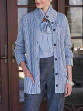 Load image into Gallery viewer, Blue Wool Knit Cardigan With Thick Needles