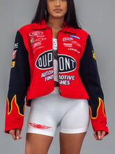 Load image into Gallery viewer, Vtg Navy Du Pont Racing Bomber Jacket