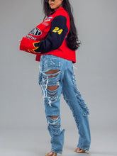 Load image into Gallery viewer, Vtg Navy Du Pont Racing Bomber Jacket