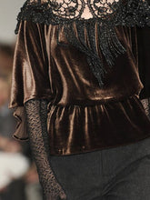 Load image into Gallery viewer, Elderly Velvet Top with Lace Stitching
