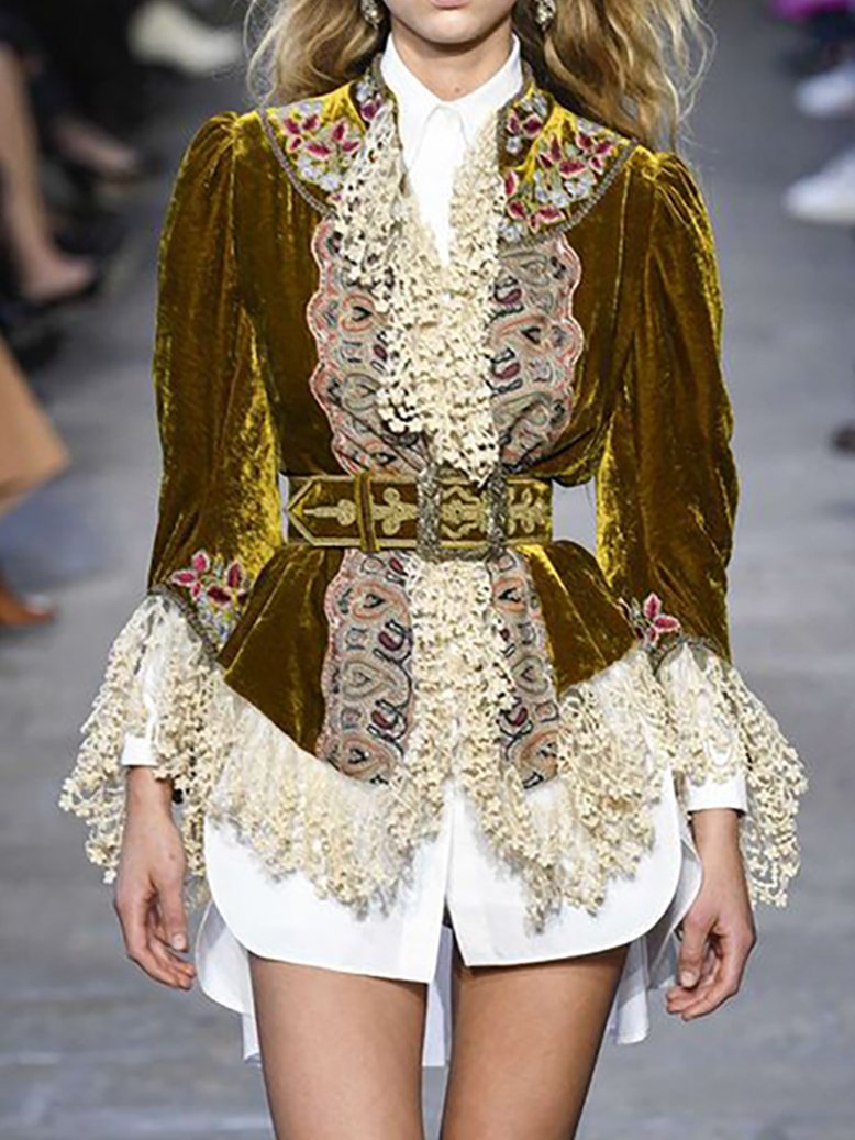 Retro Velvet Lace Patchwork Jacket