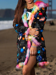 Rainbow Cosmic Fur Coat