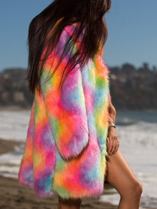 Rainbow Cosmic Fur Coat