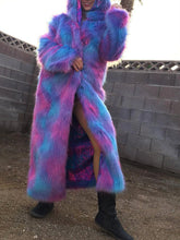 Load image into Gallery viewer, Purple Shiny Faux Fur Patchwork Jacket
