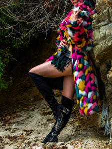 Colorful Faux Fur Coat