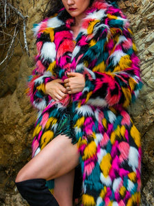 Colorful Faux Fur Coat