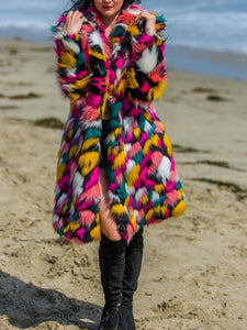 Colorful Faux Fur Coat