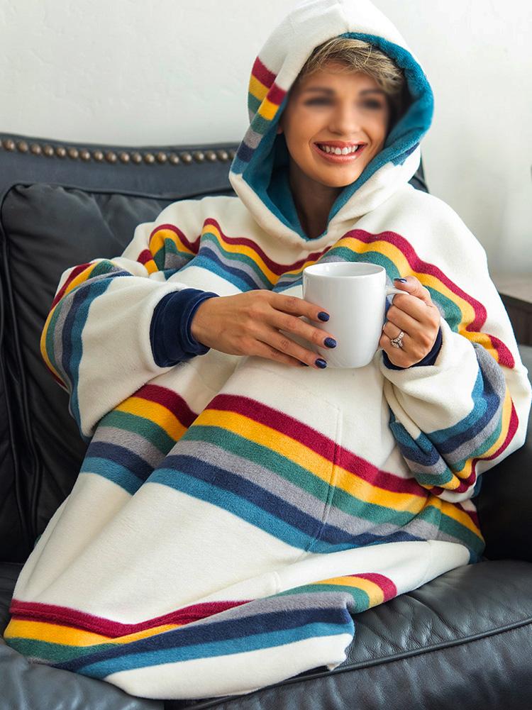 Color Striped Sweatshirt Blanket