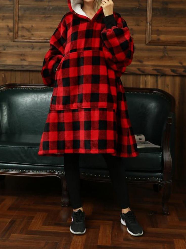 Red Plaid Sweatshirt Blanket