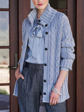 Load image into Gallery viewer, Blue Wool Knit Cardigan With Thick Needles
