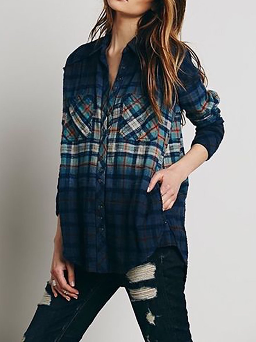 Retro Gradient Plaid Shirt